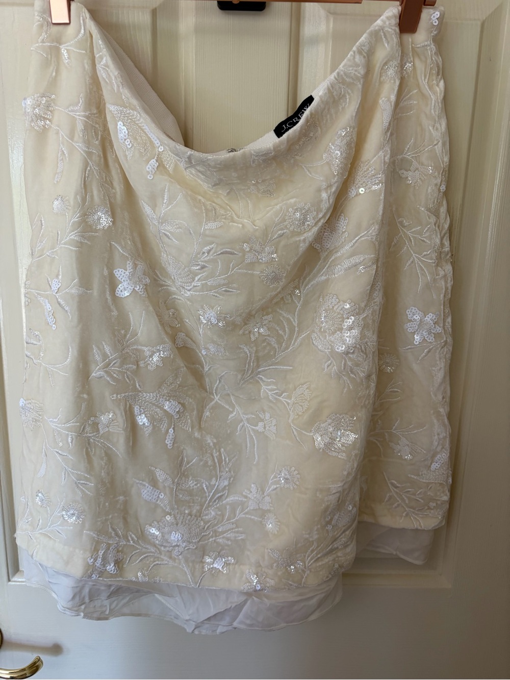 J. Crew Cream Floral Sequin Embroidered Skirt